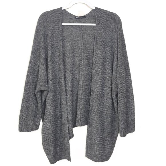 Brandy Melville Gray Thermal Knit Sweater Cardigan OSFM Wool Blend Open Front - Picture 1 of 5